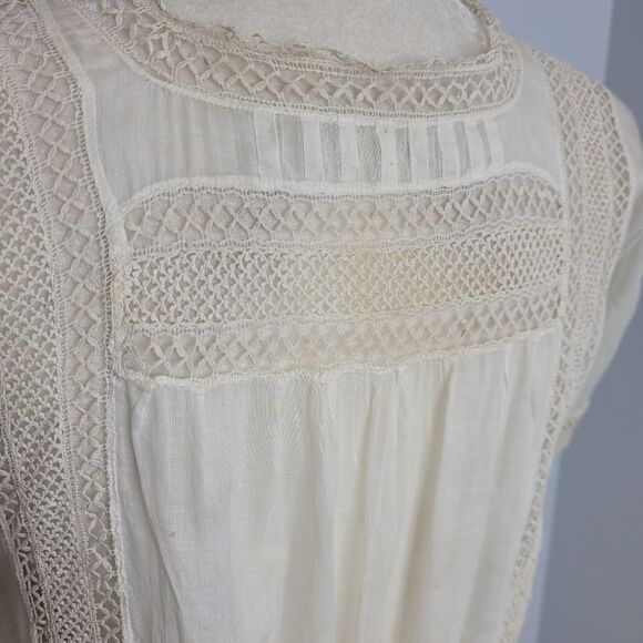 ANTIQUE vintage 1920s‎ Edwardian white drop waist tea slip dress XS - Picture 9 of 17